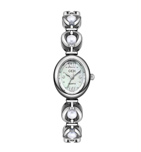 Gedi Women's Bracelet Watch with Luxury Pearl & Chalcedony Accents