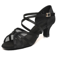 foralod Mesh Woman Latin Dance Shoes Low Heels
