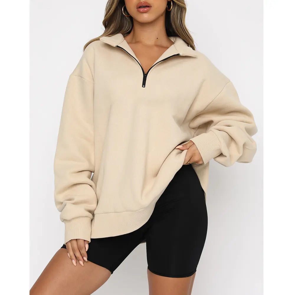 Casual Long Sleeve Half Zipper Pullover Sweatshirt