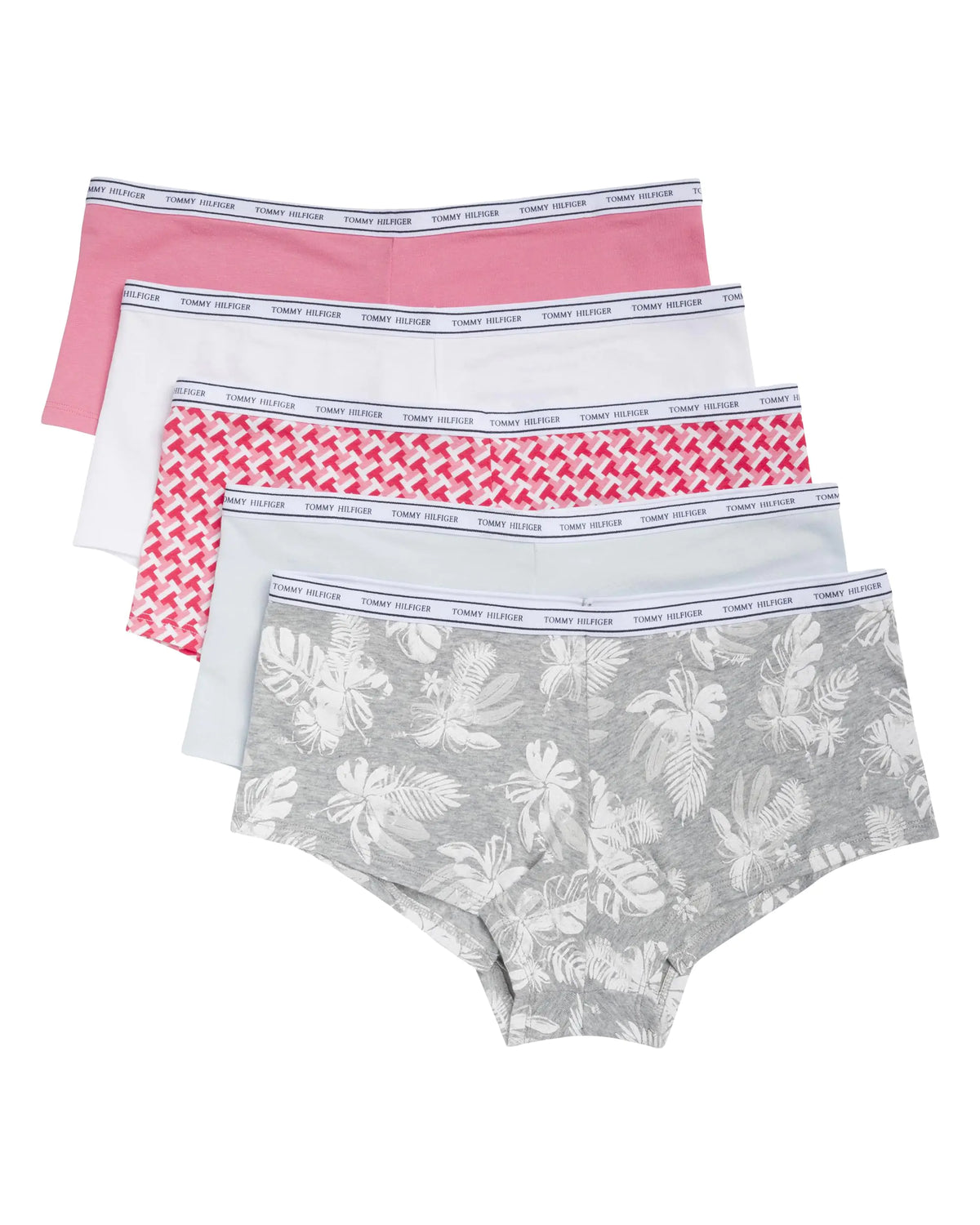 Tommy Hilfiger Womens Classic Cotton Logoband Boyshort 5 Pack