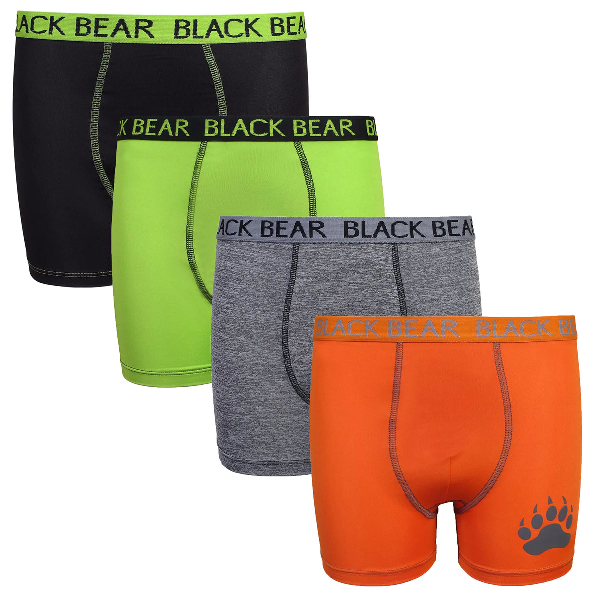 Black Bear Boys’ Compression Boxer Briefs (4 Pack), Black Bear Boys’ Athletic Boxer Briefs – 4 Pack