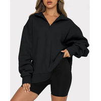 Casual Long Sleeve Half Zipper Pullover Sweatshirt