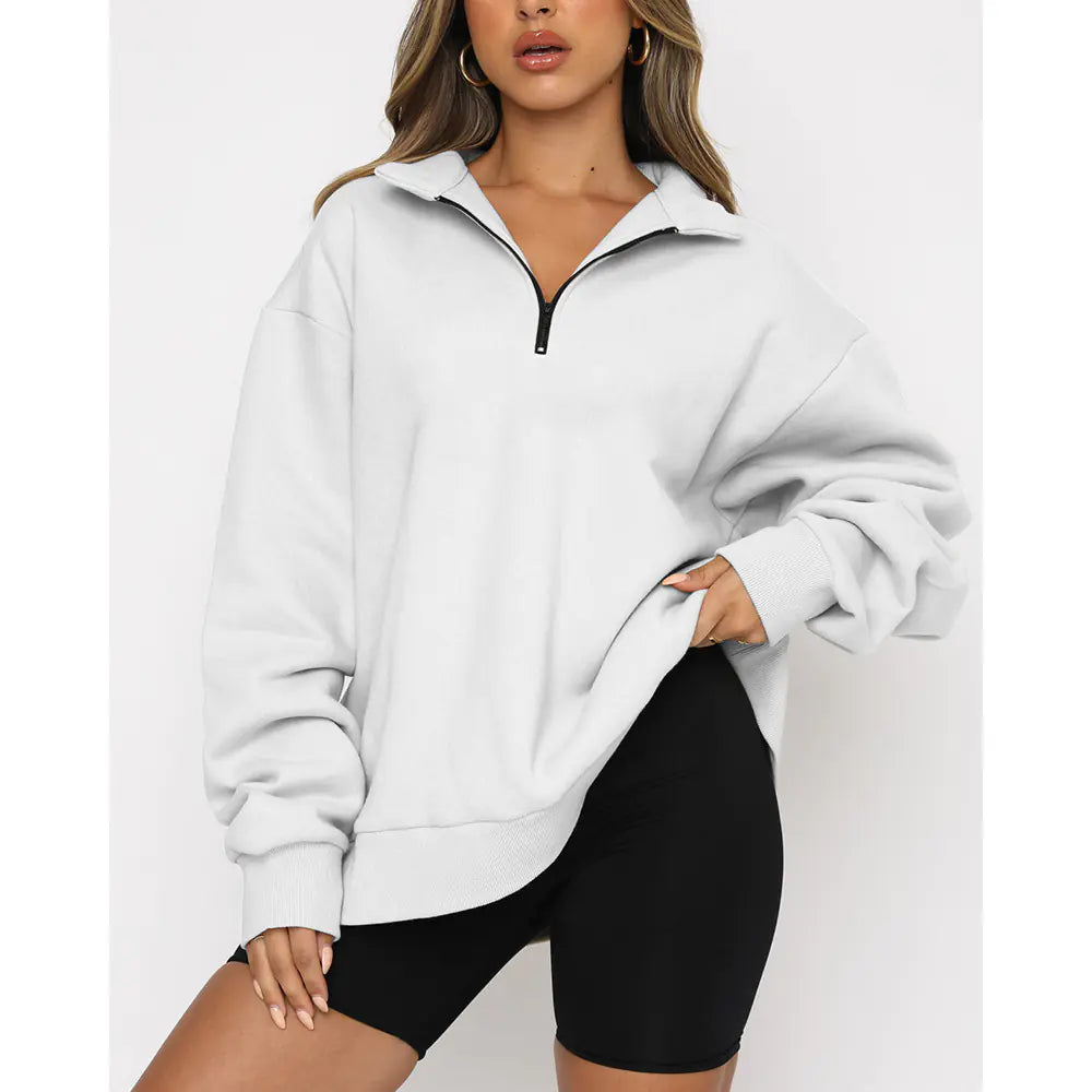 Casual Long Sleeve Half Zipper Pullover Sweatshirt