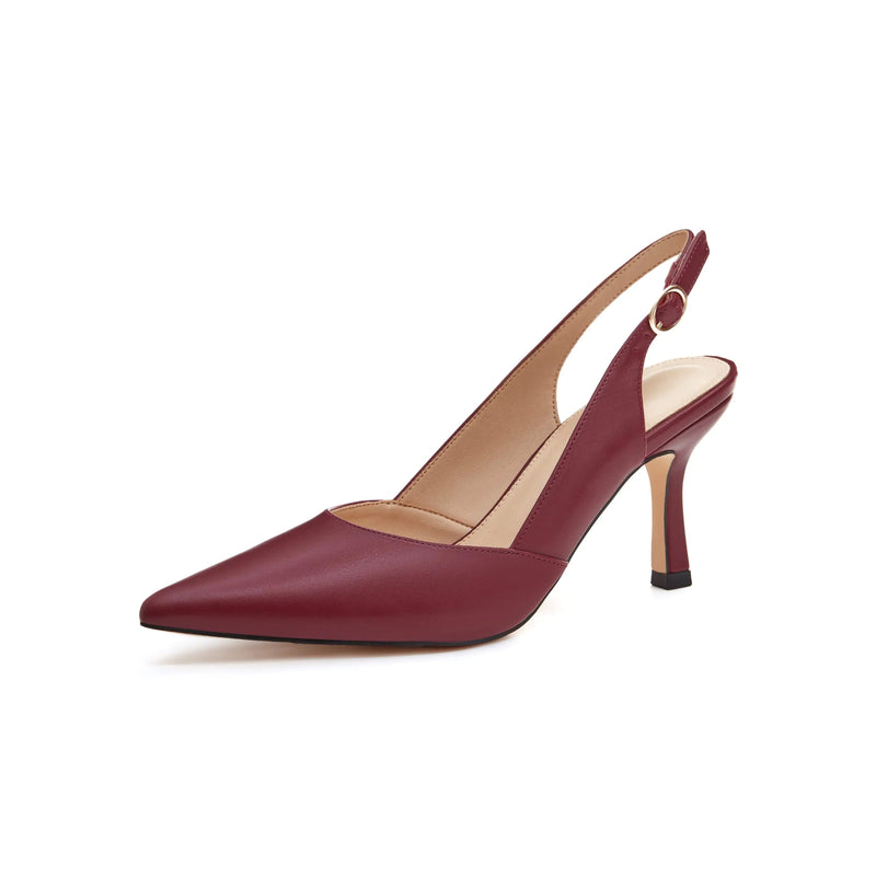 Slingback Pumps Closed Pointed Toe Kitten Heel Sandals