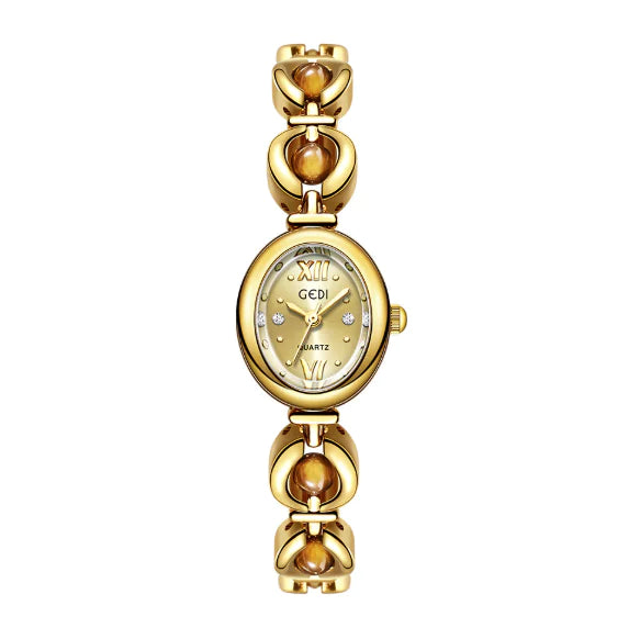 Gedi Women's Bracelet Watch with Luxury Pearl & Chalcedony Accents