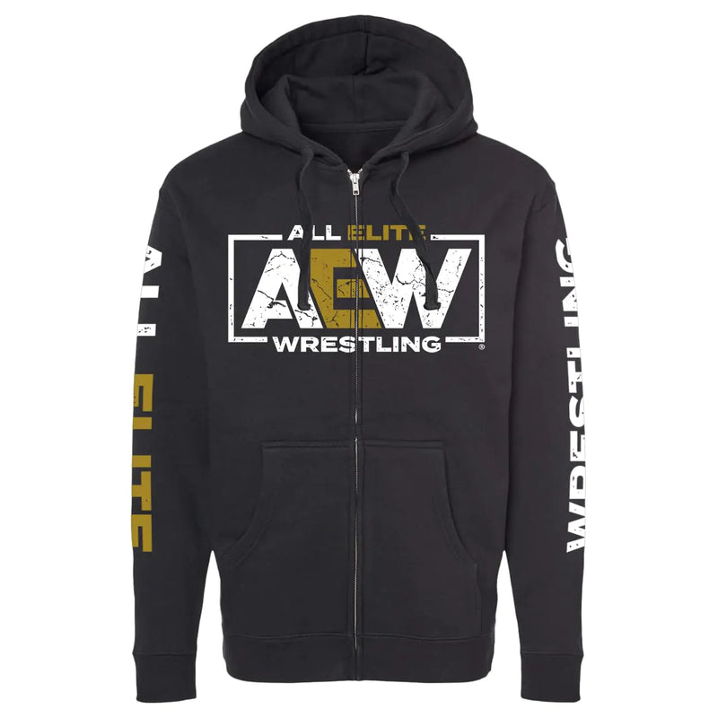 AEW Logo Zip Hoodie (US Alpha X-Large Regular Regular Black)