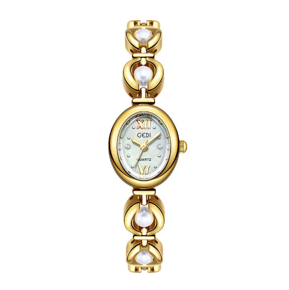 Gedi Women's Bracelet Watch with Luxury Pearl & Chalcedony Accents