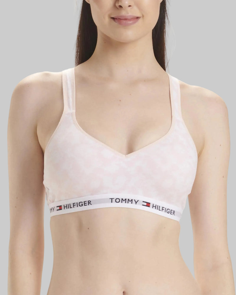 Tommy Hilfiger Womens Bra Light Lift Classic Cotton Bralette Round Tie Dye Pink Dogwood XL