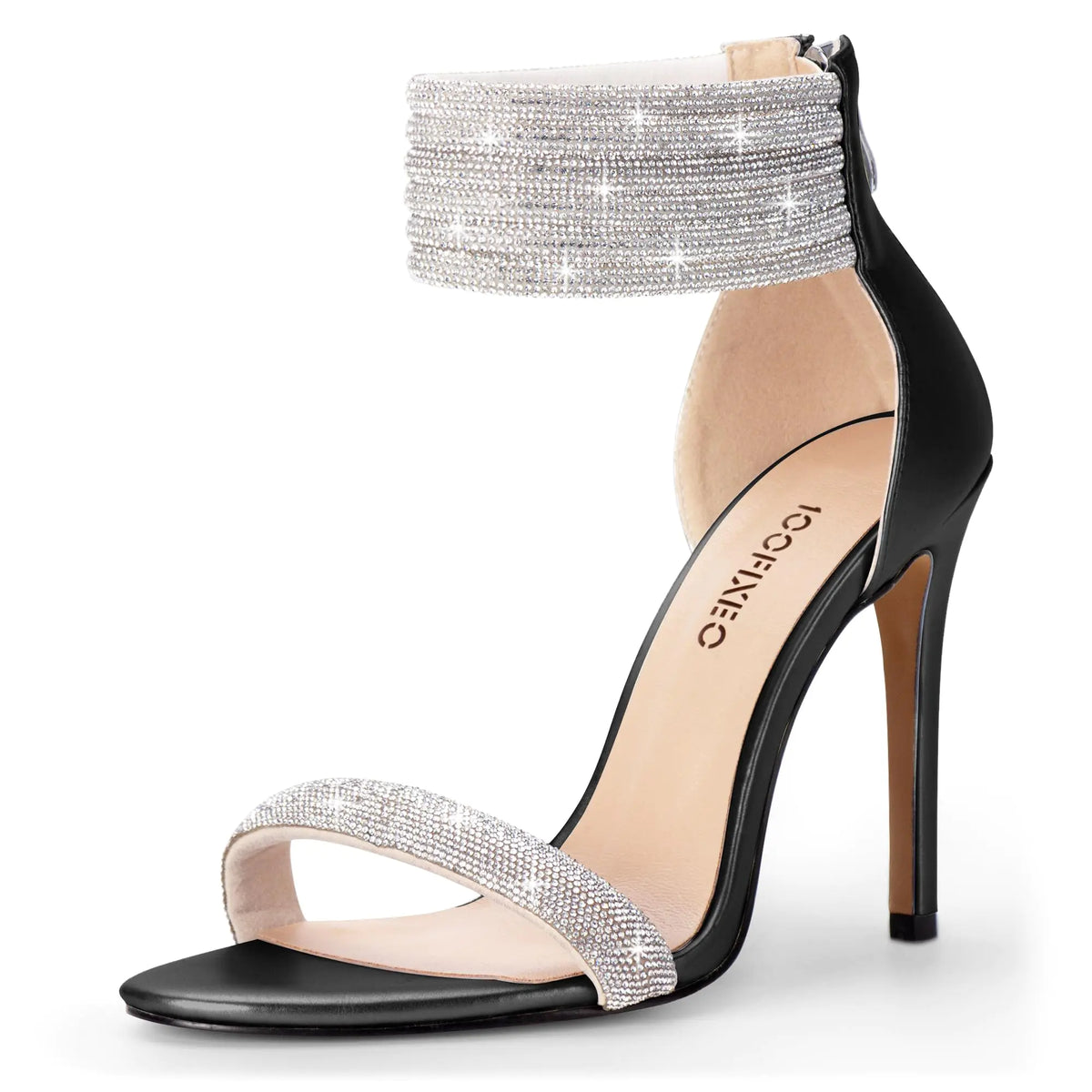 100FIXEO Sexy Rhinestone High Heeled Sandals