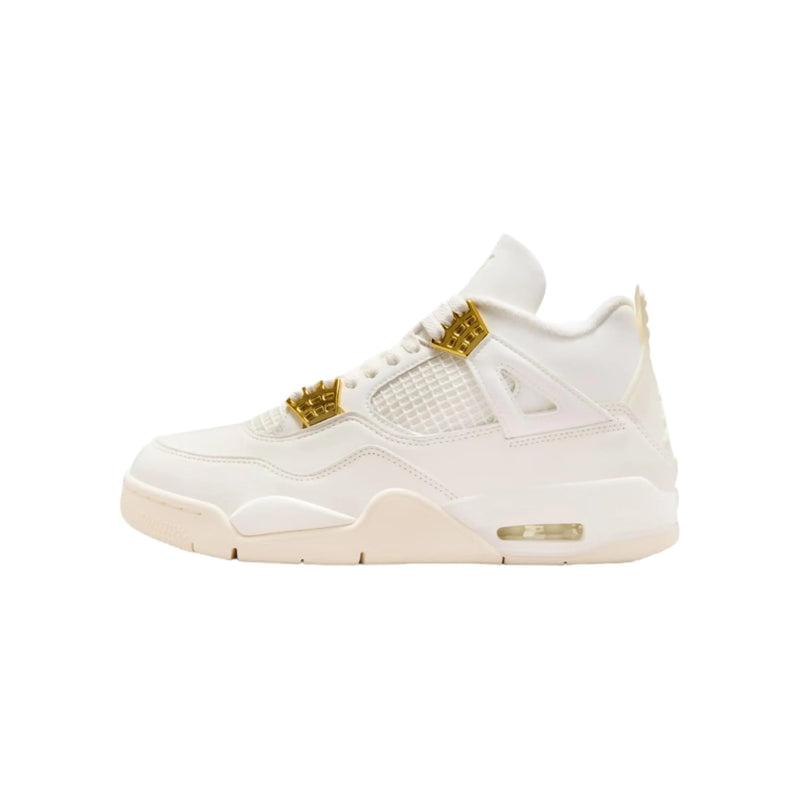 NIKE Air Jordan 4 Retro Womens-Size 9 Sail/Metallic Gold-black