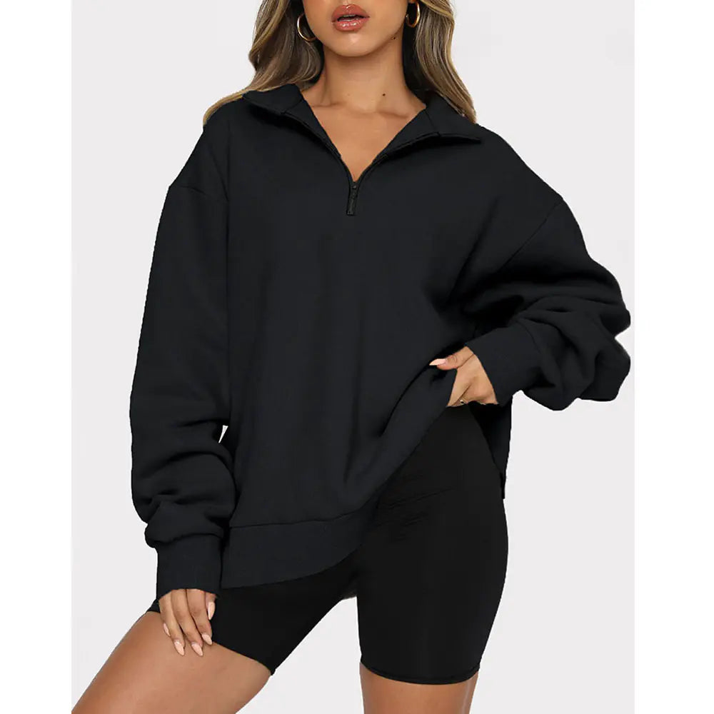 Casual Long Sleeve Half Zipper Pullover Sweatshirt