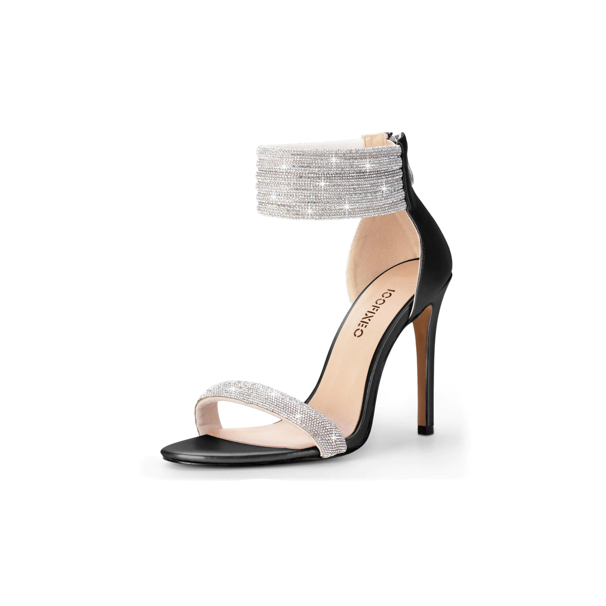 100FIXEO Sexy Rhinestone High Heeled Sandals