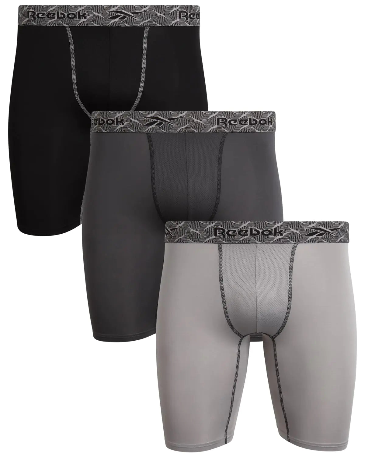 Reebok Performance Long Leg Boxer Briefs (3 Pack), Reebok Soft Stretch Compression Boxers – 3 Pack
