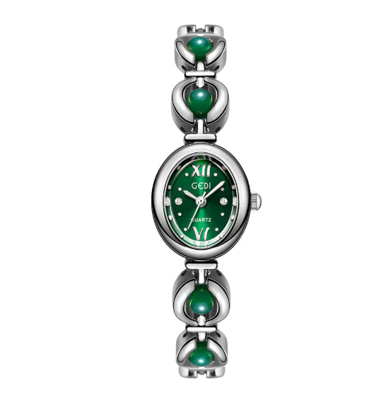 Gedi Women's Bracelet Watch with Luxury Pearl & Chalcedony Accents