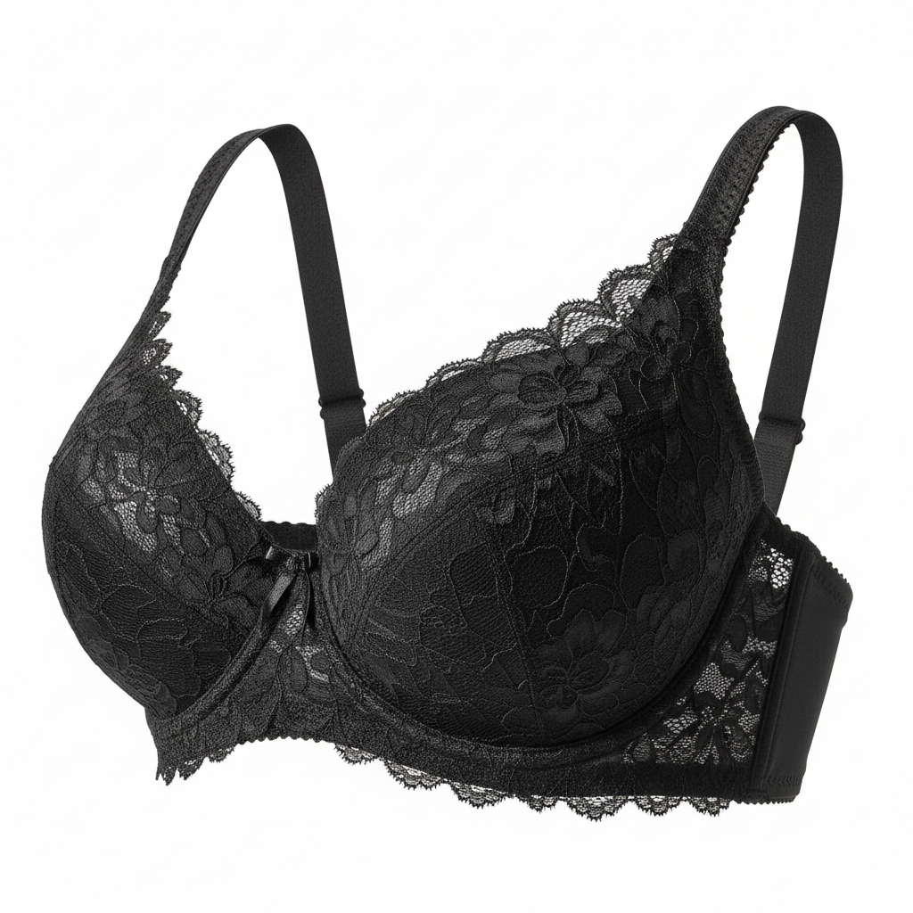 Add Cups Push Up Bra Lace Underwire Plus Size Soft Comfort  Bras Black 36DD