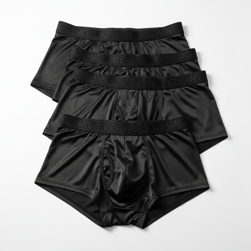 Arjen Kroos Silky Mens Trunks – 4 Pack, Arjen Kroos Breathable Ice Silk Boxers – 4 Pack