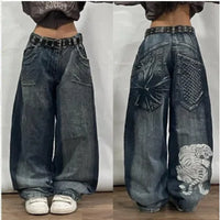 White Tiger Graphic Wide Leg Jeans