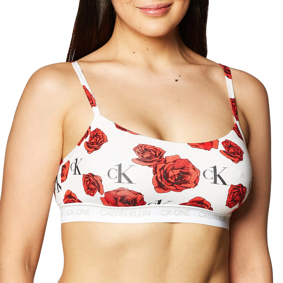 Calvin Klein Womens Ck One Cotton Unlined Bralette Charming Roses Print