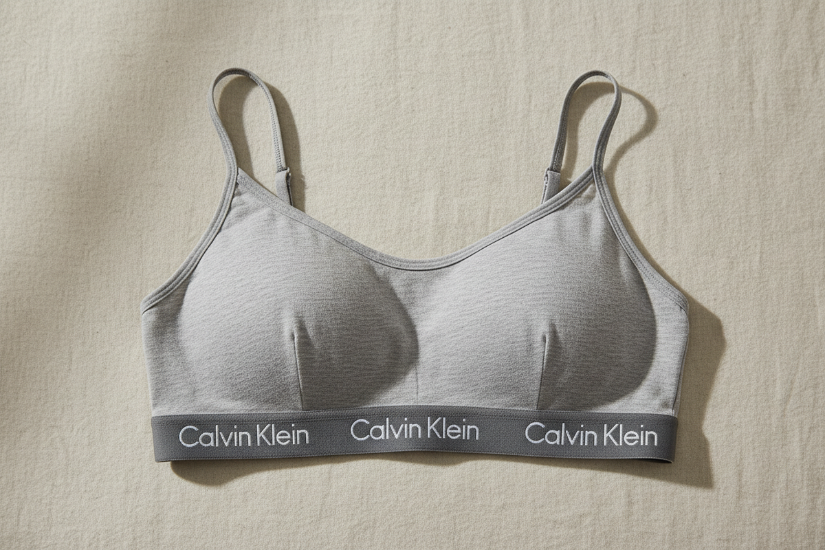 Calvin Klein Motive Cotton Lightly Lined Bralette Grey Heather