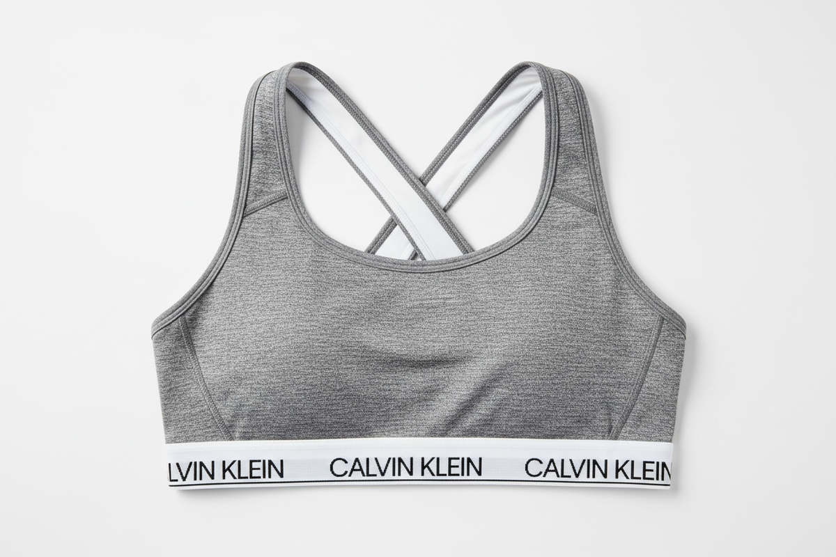 Calvin Klein Performance Medium Impact Reversible Sports Bra  Heather Grey/White