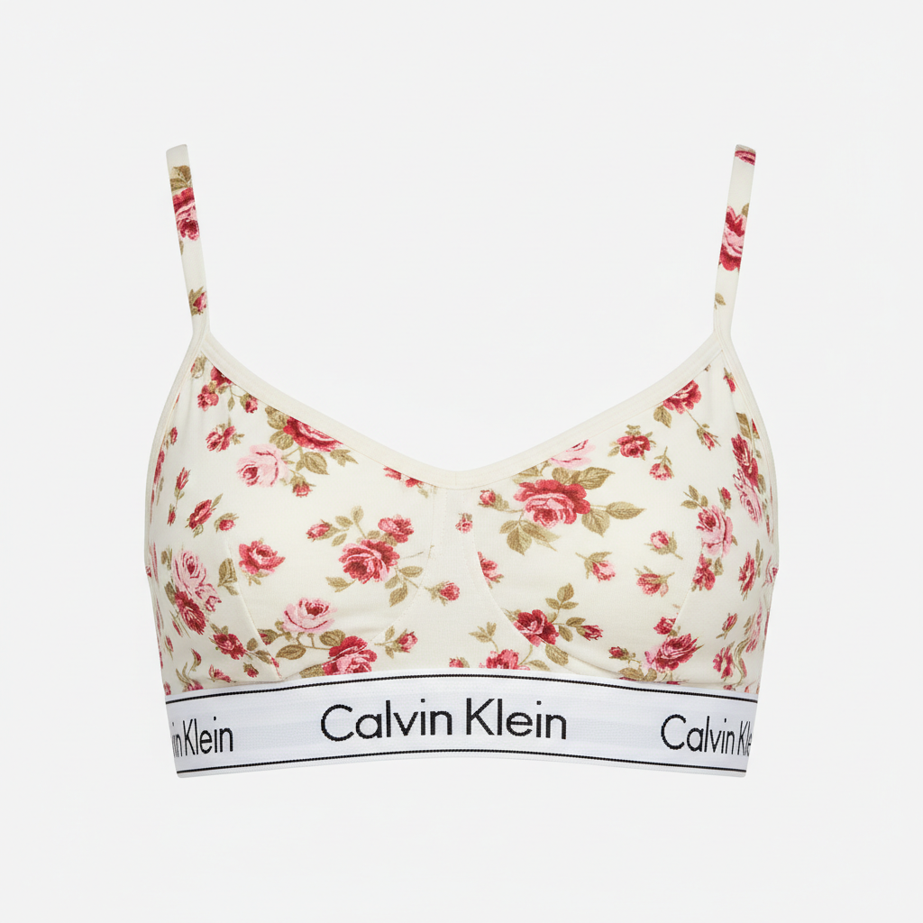 Calvin Klein Womens Ck One Cotton Unlined Bralette Charming Roses Print