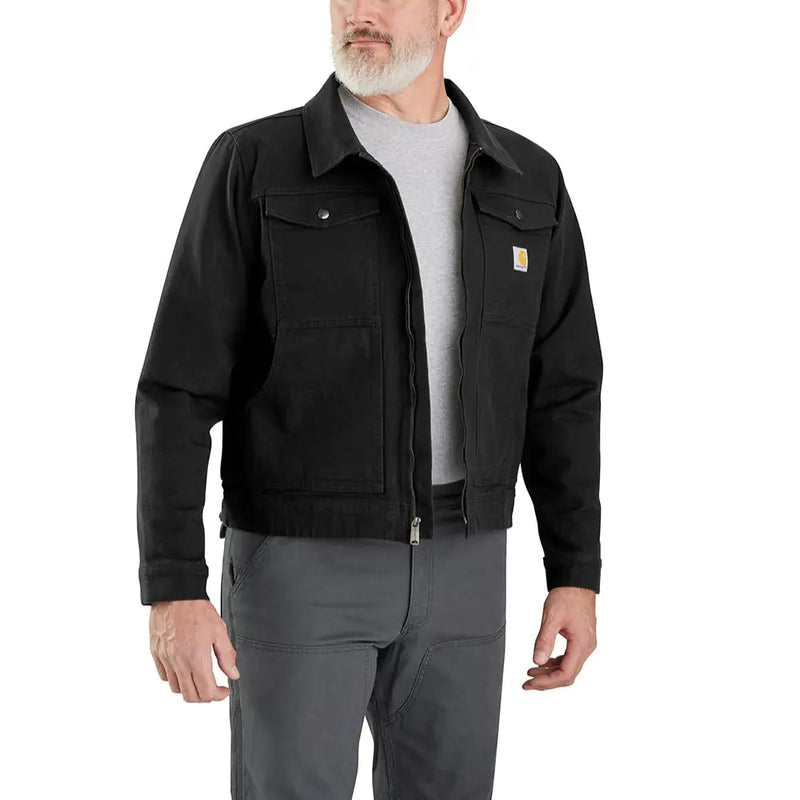 Carhartt Mens Big & Tall Rugged Flex Relaxed Fit Duck Jacket Black