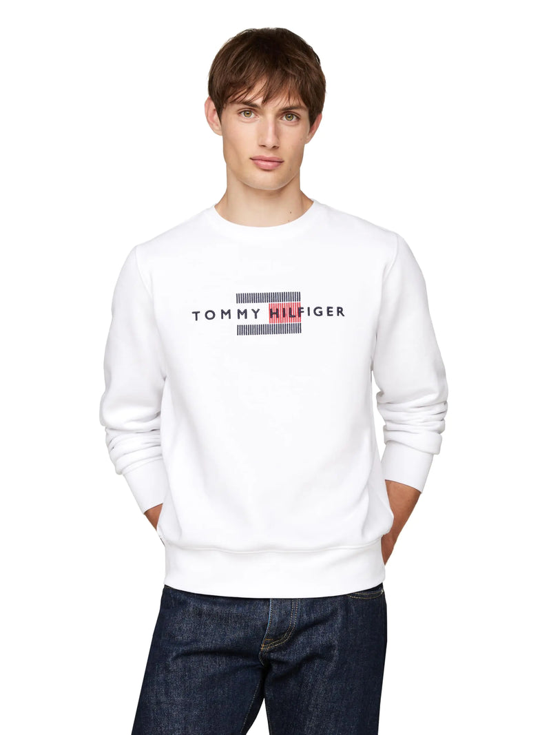 Tommy Hilfiger Mens Flag Embroidered Sweatshirt White