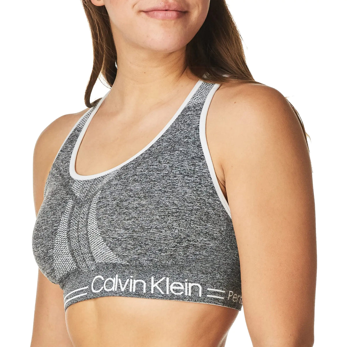 Calvin Klein Performance Medium Impact Reversible Sports Bra  Heather Grey/White