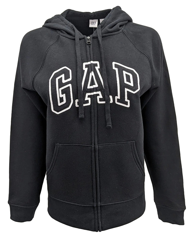 Gap Factory Womens Fleece Arch Logo Full Zip Hoodie (X-Large Black)