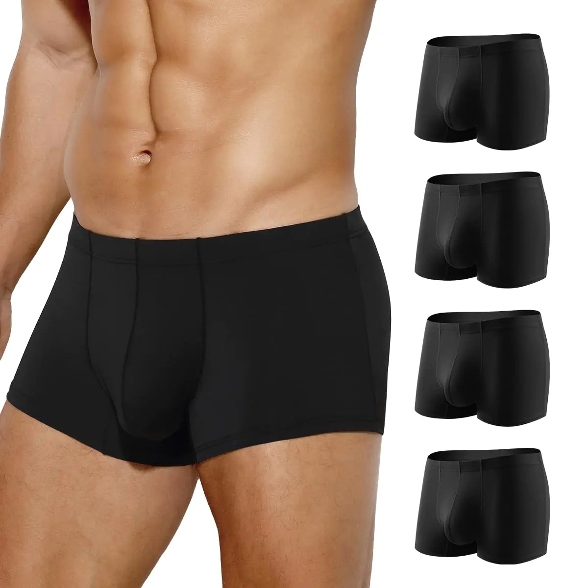 Arjen Kroos Silky Mens Trunks – 4 Pack, Arjen Kroos Breathable Ice Silk Boxers – 4 Pack