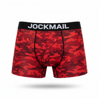 JOCKMAIL Mens Camouflage Underwear, JOCKMAIL Printed Boxer Brief – Red