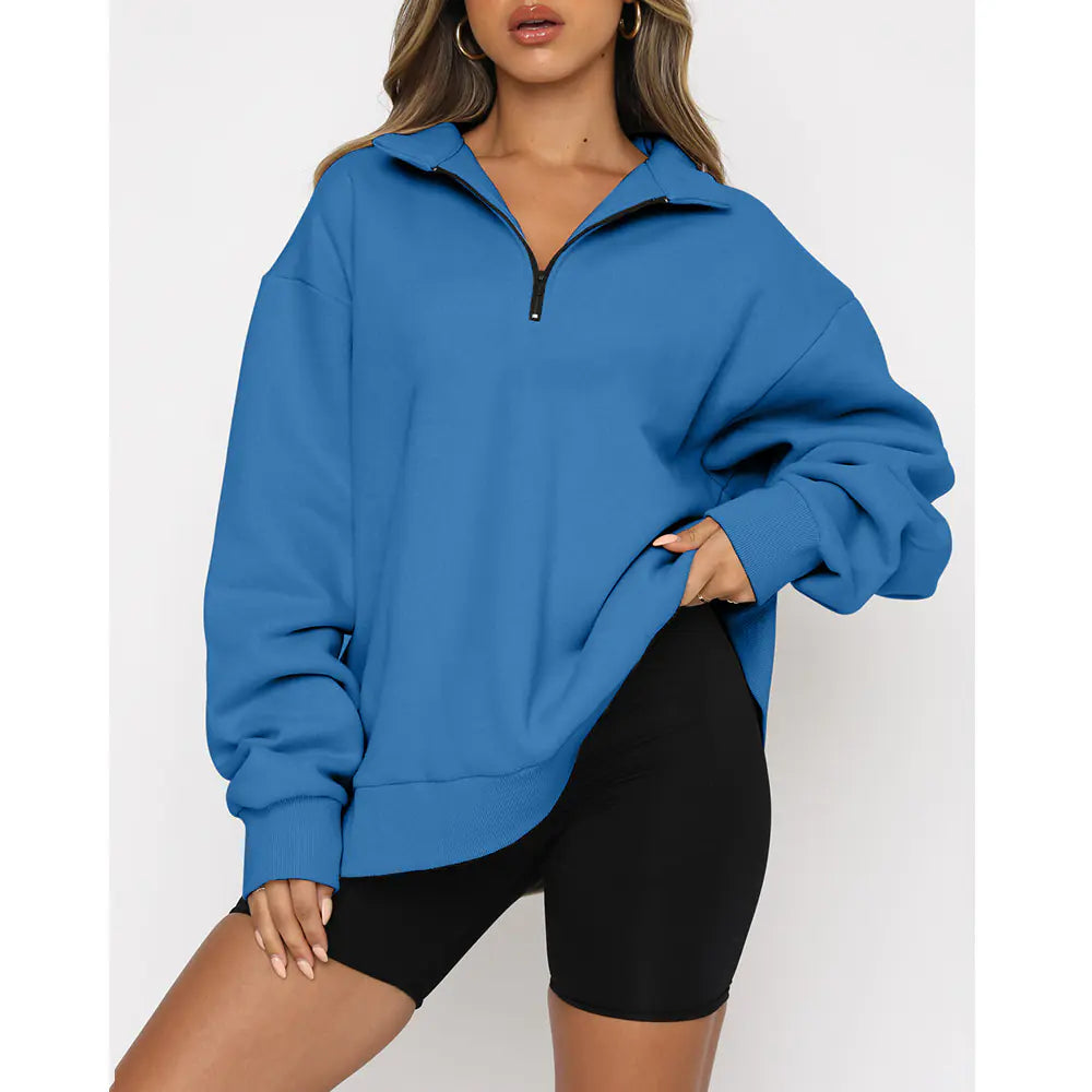 Casual Long Sleeve Half Zipper Pullover Sweatshirt