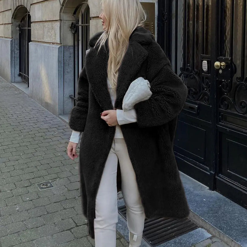 Faux Fur Long Lamb Wool Fashion Coat