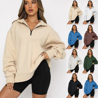 Casual Long Sleeve Half Zipper Pullover Sweatshirt