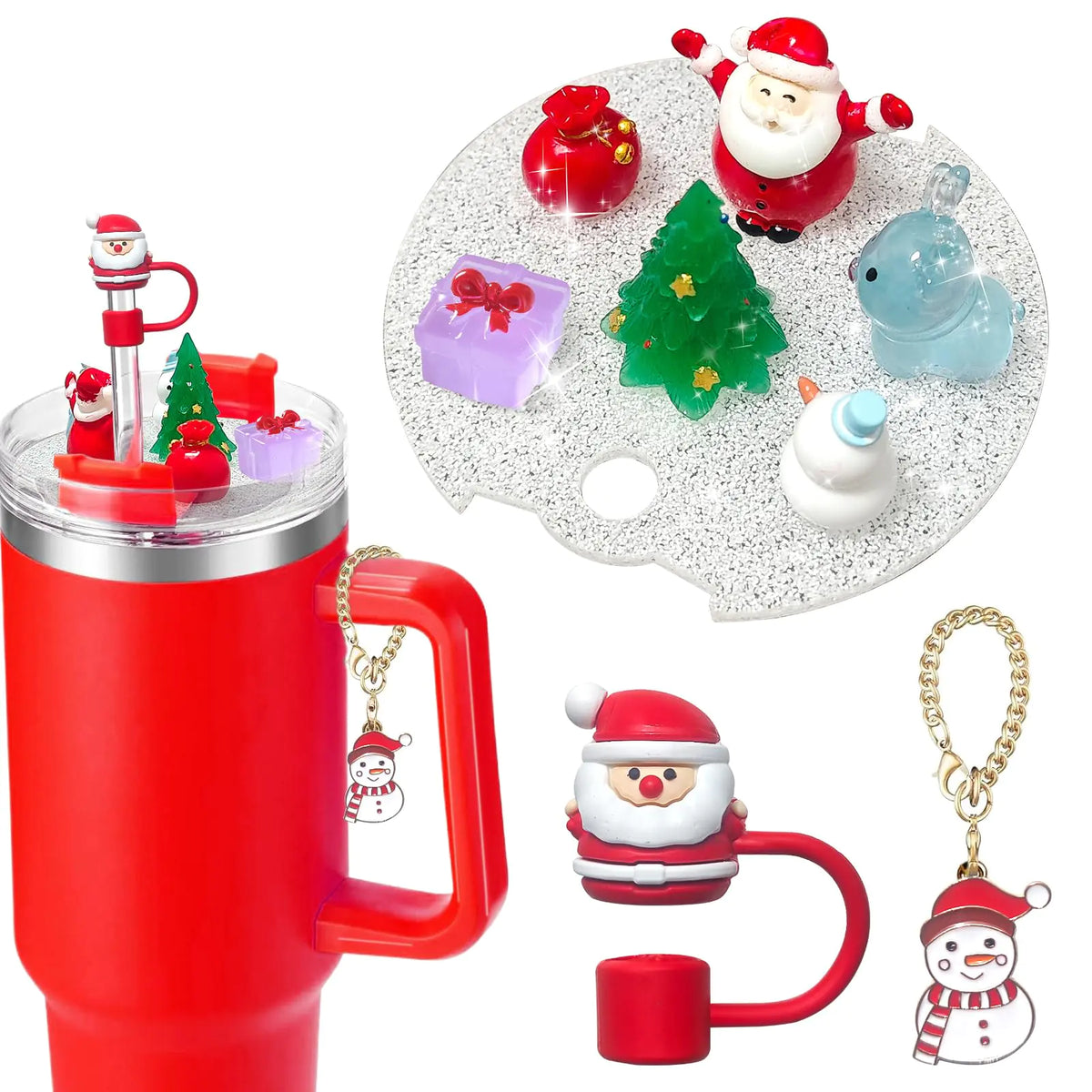 Stanley Straw Cover & Charms (Christmas)