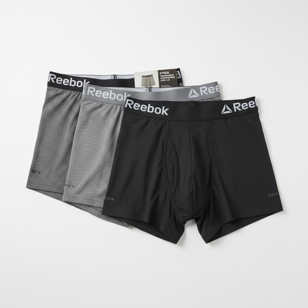 Reebok Performance Long Leg Boxer Briefs (3 Pack), Reebok Soft Stretch Compression Boxers – 3 Pack
