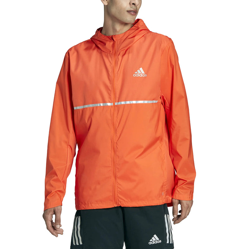adidas Mens Own The Run Jacket Semi Impact Orange/Reflective Silver Small